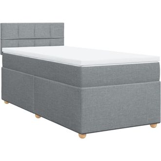 vidaXL Cama Box Spring Con Colch&oacute;n Tela Gris Claro 80x200 Cm Vidaxl