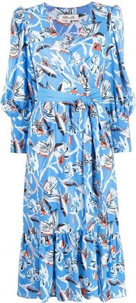 Diane Von F&uuml;rstenberg floral-print midi-dress - women - Polyester - 2 - Blue
