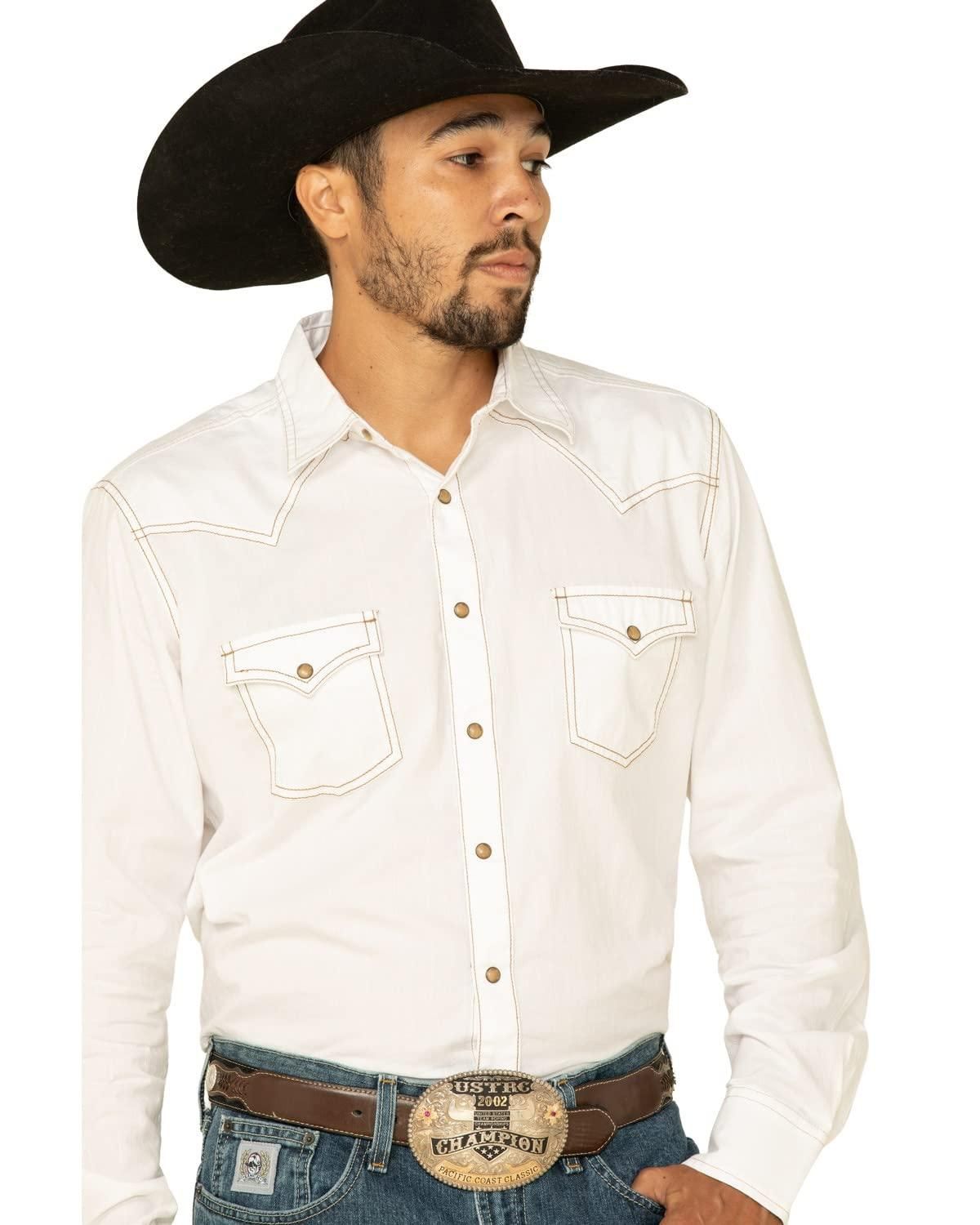 Wrangler Herren-Arbeitshemd, Schwer Entflammbar (FR) – Westernstyle, Langärmelig, Mit Zwei Taschen