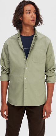 Selected Langarmhemd SELECTED SLHREGRICK-OX SHIRT LS NOOS, Herren, Gr. XXL, N-Gr, vetiver, Web, Obermaterial: 100% Baumwolle, gestreift, regular fit normal, oh