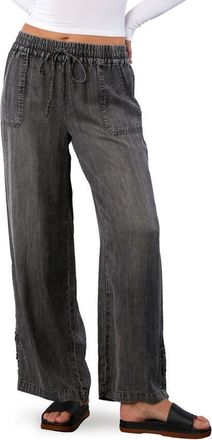 BILLY T Hero High Waist Wide Leg Pants in Grey Pinstripe at Nordstrom, Size X-Large