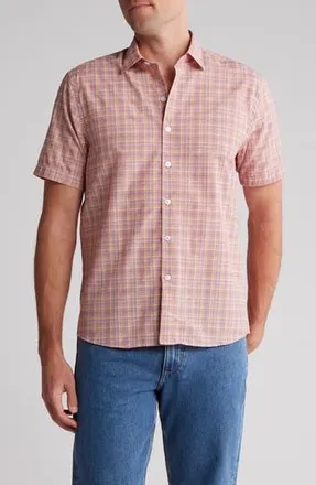 WESTZEROONE Bali Check Print Short Sleeve Shirt in Red Multi at Nordstrom Rack, Size Xx-Large