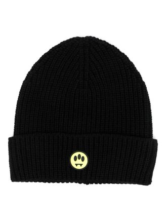 Barrow logo-patch ribbed-knit beanie - unisex - Wool/Acrylic - One Size - Black