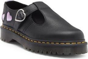 Dr. Martens Polley Heart T-Bar Shoe in Black Frosted Lavender Lilac at Nordstrom Rack, Size 11Us/ 9Uk