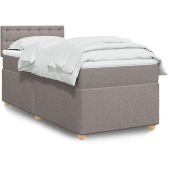 vidaXL Cama Box Spring Con Colch&oacute;n Tela Gris Taupe 90x200 Cm Vidaxl