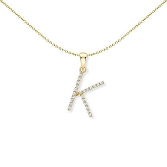 Jewelco London 18ct Gold Diamond Initial Charm Pendant Letter K - INNR0213-K