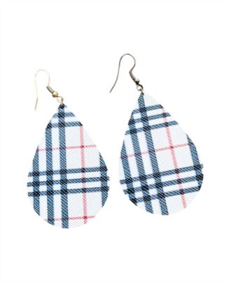 White Label Womens Teardrop Earrings In Plaid