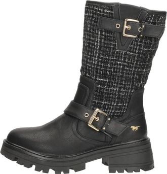 Mustang Enkellaarsjes Plat - Dames - Hoge Laarzen - Zwart - 36 EU - Leer - Schoenen