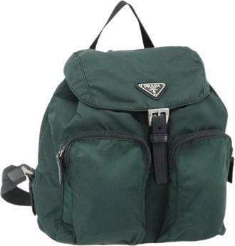 Prada Pre-owned Backpacks, female, Green, Size: ONE SIZE Pre-owned Vintage Nylon Backpack