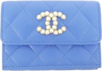 Chanel Blue Leather Wallet (Tri-Fold) (Pre-Owned)