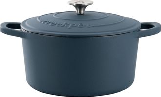 Crock-pot Artisan 7 Quart Enameled Cast Iron Dutch Oven in Matte Navy Blue