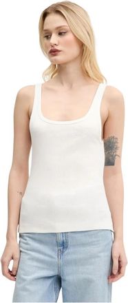 Maison Margiela Katoenen T-shirt - Dames - Tops zonder mouwen - Wit - S - Katoen - Tops