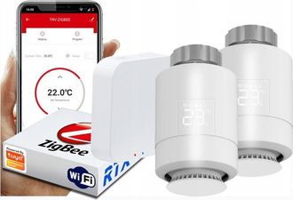 OEM 2 Cabezales De Termostato Rtx + Puerta De Enlace Wifi Tuya Set Zigbee