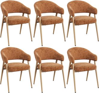 Woltu Woltu Juego De 6 Sillas De Comedor/cocina - Sillas Giratorias Con Patas De Metal Y Pies Ajustables - Chenilla - Marr&oacute;n