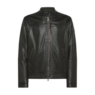 Peuterey Saguaro Biker Jacket - Heren - Leren en Su&egrave;de Jassen - Zwart - 2XL - Leer - Jassen