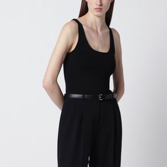 Toteme Canotta nera in maglia compatta aderente