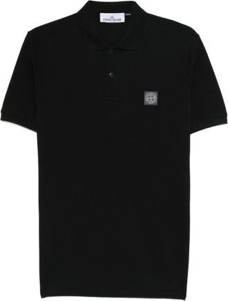 Stone Island Black Shirt Collar Polo