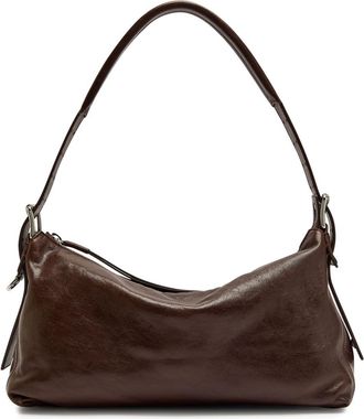 Christophe Lemaire Belted Baguette Leather Shoulder bag - Dark Brown - One Size