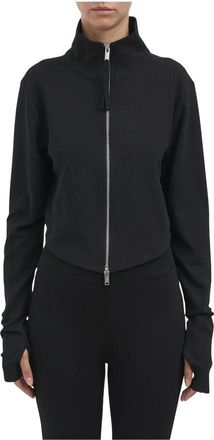 Thom Krom Zwarte katoenen hoodie met rits - Dames - Vesten met rits - Zwart - M - Katoen - Hoodies & sweatvesten