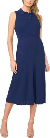 Ted Baker Harley Rib Pointelle Polo Midi Dress in Deep Night at Nordstrom, Size X-Small