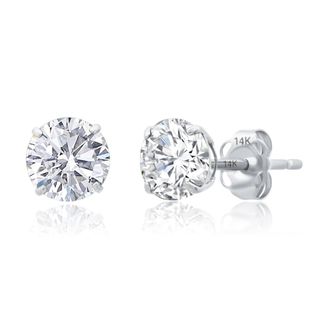 MAX + STONE 14k Yellow or White Gold 6mm Round Solitaire Gemstone Stud Earrings