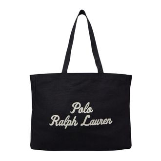 Ralph Lauren Shopping Bags, male, Black, ONE SIZE, Embroidered Canvas Tote