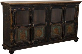 Wanderlust Deco Aparador De Madera, Cristal Y Metal Marr&oacute;n 170x40x90 Cm