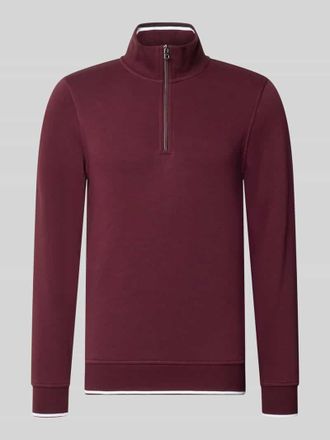 Christian Berg Sweatshirt mit Troyer-Kragen in Bordeaux, Gr&ouml;&szlig;e 3XL