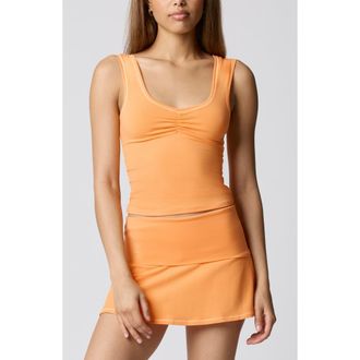 Florence By Mills Ruched Bust Cotton Blend Tank in Papaya at Nordstrom, Size Xx-Small
