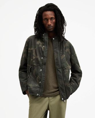 AllSaints Cotton Atticus Camouflage Hooded Jacket, Size: XXL