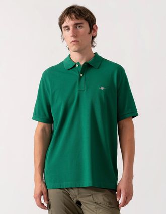 GANT Mens GANT Mens Regular Fit Short Sleeve Shield Logo Pique Polo - 376 Botanical Hue - Green - Size: 40