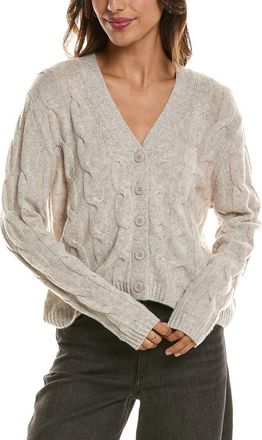 Fort&eacute; Cashmere Cable V-Neck Wool & Cashmere-Blend Cardigan