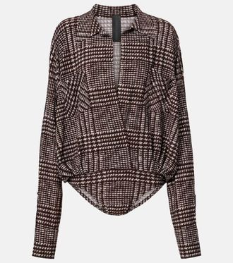Norma Kamali Prince of Wales check bodysuit