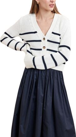 La Ligne Mini Marina Cardigan in Cream/navy at Nordstrom, Size X-Large