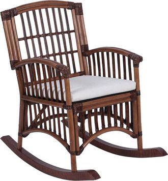 Jonathan Y Designs Jonathan Y Swayze Bohemian Farmhouse Woven Rattan & Wood Rocking Chair