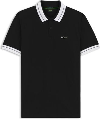 BOSS Stripe-trim polo shirt in stretch cotton