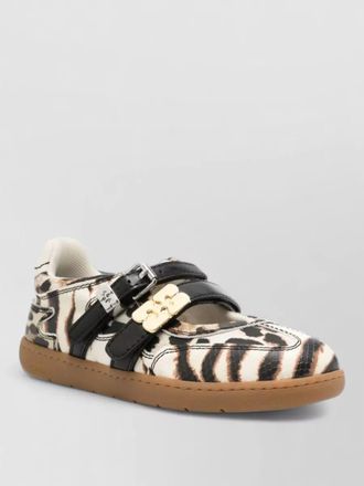 Ganni animal print round toe rubber sole sneakers