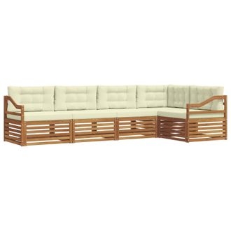 vidaXL Conjunto De Sof&aacute;s De Exterior Con Coj&iacute;n 5 Pcs Natural Y Crema Vidaxl
