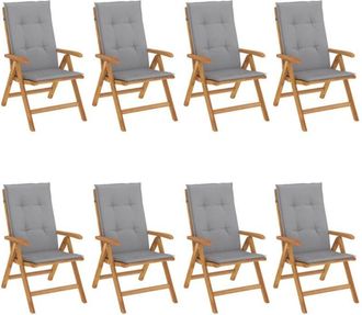vidaXL Sillas De Jard&iacute;n Reclinables Y Cojines 8 Uds Madera Maciza Teca Vidaxl