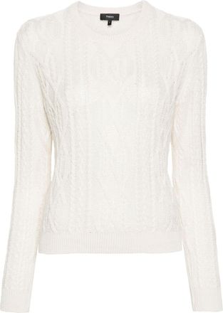 Theory cable-knit jumper - women - Viscose/Linen/Flax - S - Neutrals