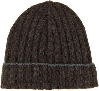 Brunello Cucinelli Ribbed Cashmere Beanie - unisex - Hoeden - Bruin - M - Kasjmier - Accessoires