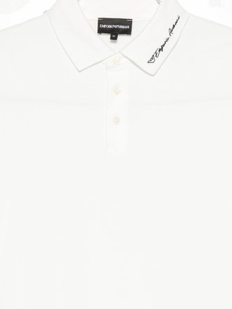 Emporio Armani Logo-Embroidered Cotton Polo - White