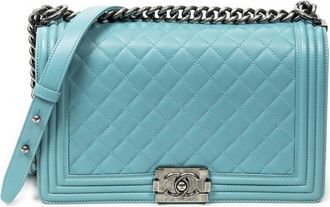 Chanel Pre-owned Womens Medium Boy Shoulder Bag - Blue - One Size