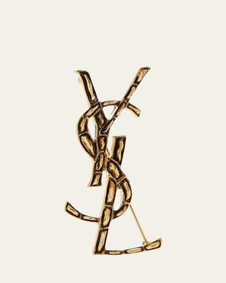 Saint Laurent Crocodile Textured YSL Brooch