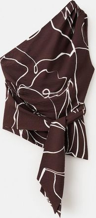 Mango Top asimmetrico stampato marrone - Donna - XS - MANGO