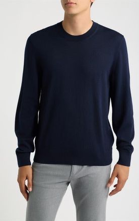 BOSS H-Leno Virgin Wool Crewneck Sweater in Dark Blue at Nordstrom, Size Xx-Large