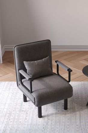 Living and Home 3-in-1 Lounge and Sofa Bed with Pillow in Grey