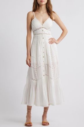 LoveShackFancy Esilda Lace Trim Cotton Dress in True White at Nordstrom, Size 12