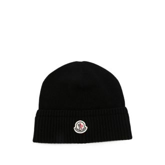 Moncler Logo-patch Ribbed-knit Beanie Hat