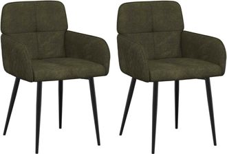 vidaXL Sillas De Comedor 2 Uds. Cuero De Suede Sint&eacute;tico Verde Militar Vidaxl